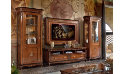 Комплект мебели в гостиную Vaccari Giovanni Bella Italia (витрина 1-дверная левая/правая, тумба ТВ, панель под ТВ)