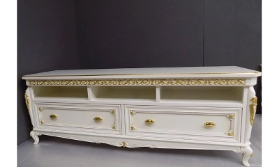 Vaccari Cav.Giovanni Гостиная: Витрина -2Шт, Тумба Тв, Ж. Столик Bianco Antico/Oro