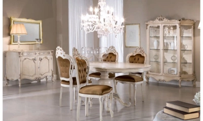 Комплект мебели в гостиную Vaccari Giovanni Bella Italia (витрина 2-х дверная, комод, стол обеденный, 4 стула)