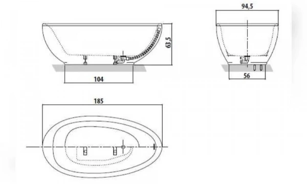 Акриловая Ванна Jacuzzi Desire 185X95 9443-814A