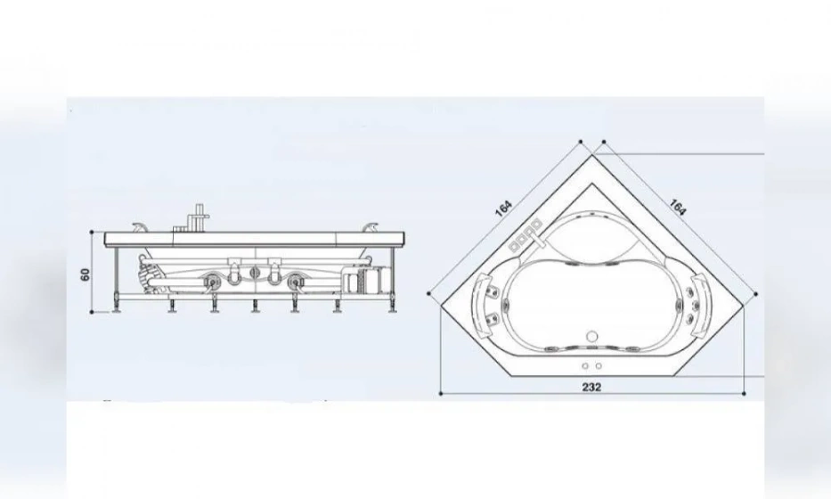 Акриловая Ванна Jacuzzi Aura 164X164 9443-740A - фото 2