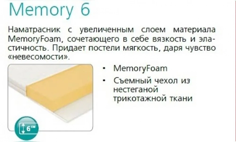 Наматрасник Memory 6 180*200 - фото 1