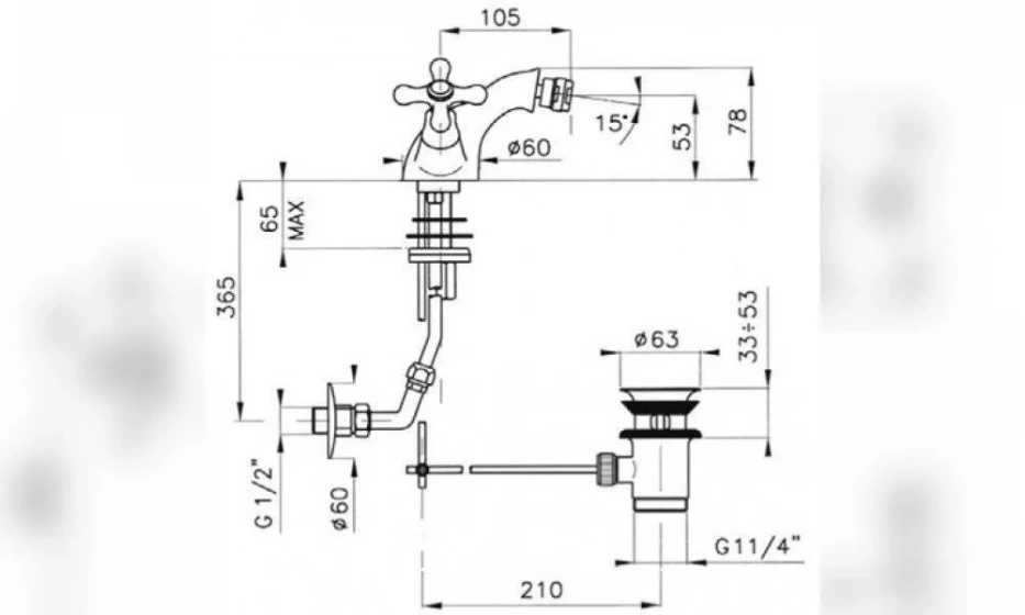 Смеситель Для Биде Nicolazzi Nuova Brenta 2534Cr - фото 2