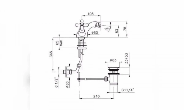 Смеситель Для Биде Nicolazzi Nuova Brenta 2534Gb Золотистая Латунь