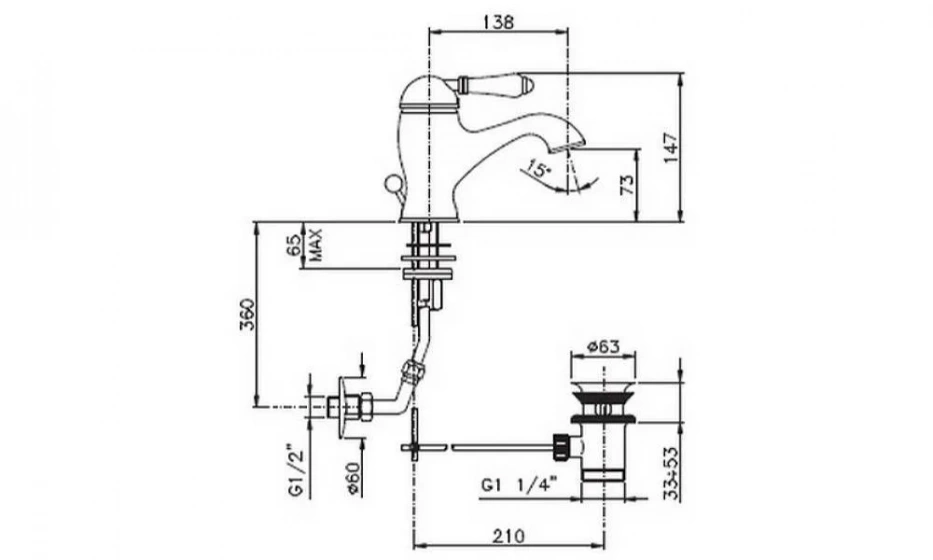 Смеситель Для Раковины Nicolazzi El Capitan 3402Go75 - фото 2