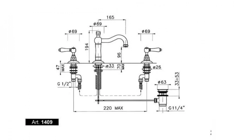 Смеситель Для Раковины Nicolazzi Half Dome 1409Bz70 - фото 2