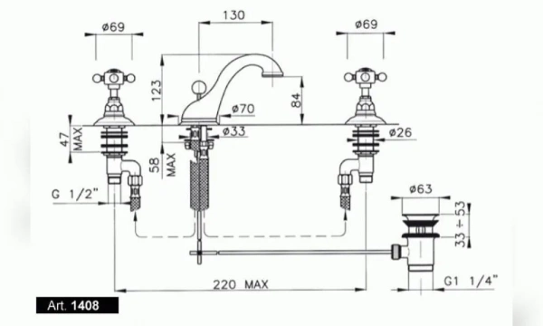Смеситель Для Раковины Nicolazzi Petit M.Blanc 1408Cr78